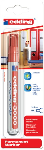 Viltstift edding 3000 rond rood 1.5-3mm blister