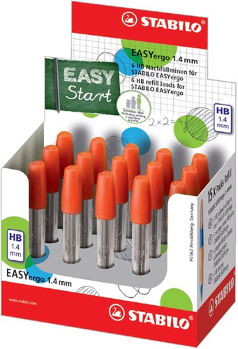 Potloodstift STABILO Easyergo 1.4mm HB display à 15 kokers à 6 stuks