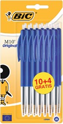 Balpen Bic M10 blauw medium blister à 10+4 gratis