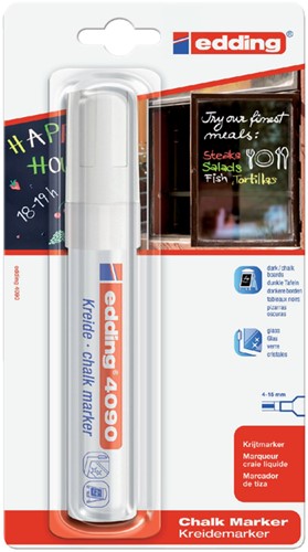 Viltstift edding 4090 window schuin wit 4-15mm op blister