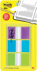 Indextabs 3M Post-it 680PBG 24mmx43.2mm helder blauw/groen en paars
