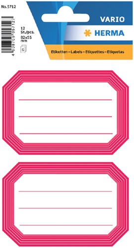 Etiket Herma 5712 82x55mm schrift rode rand 12stuks