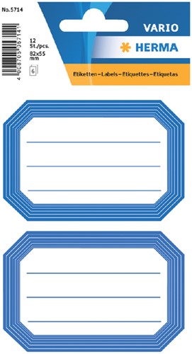 Etiket Herma 5714 82x55mm schrift blauwe rand 12stuks