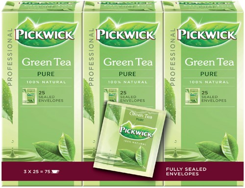 Thee Pickwick Fair Trade groen puur 25 zakjes van 1.5gr