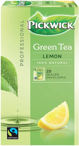 Thee Pickwick Fair Trade groen lemon 25 zakjes van 1.5gr-2