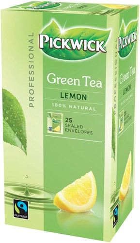 Thee Pickwick Fair Trade groen lemon 25 zakjes van 1.5gr-3