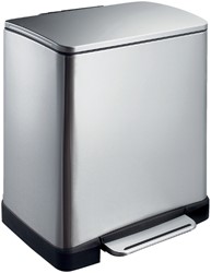 Afvalbak pedaalemmer E-Cube RVS mat rechthoekig 9+10liter