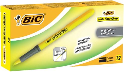 Markeerstift Bic grip geel-3