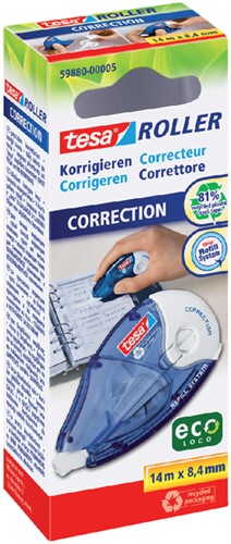 Correctieroller Tesa ecoLogo 8.4mmx14m navulbaar in hangdoosje