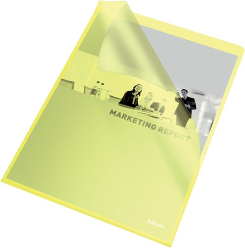 Insteekmap L-model Esselte standaard A4 0.11mm PP geel 100 stuks