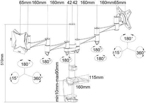 Monitorarm Newstar D1330D 2x10-27" zilvergrijs-2