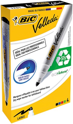 Viltstift Bic 1704 whiteboard rond assorti 1.4mm set à 4st