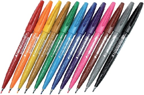 Brushpen Pentel SES15C Sign Artist standaardkleuren 12 stuks-2