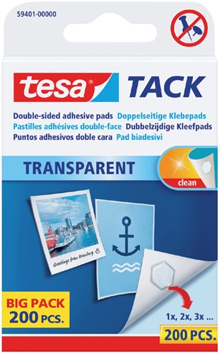 Dubbelzijdige kleefpads Tesa tack transparant 200stuks