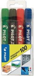 Viltstift PILOT SCA-100-B rond 1mm assorti blister à 4 stuks