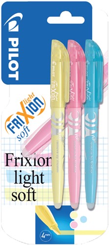 Markeerstift PILOT Frixion soft blauw, geel, roze in blister