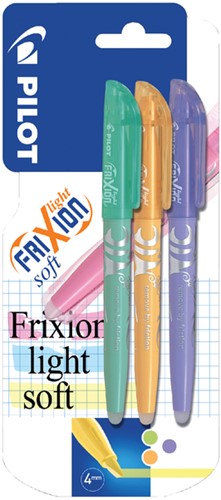 Markeerstift PILOT Frixion soft groen, oranje, paars in blis