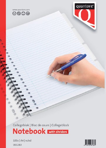 Collegeblok Quantore A4 23-gaats 4 tabs lijn 100vel-3