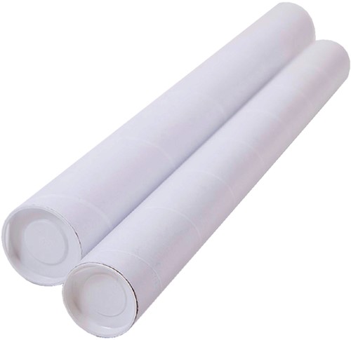 Verzendkoker CleverPack A2 +doppen 450x50x1.5 wit 5stuks-3