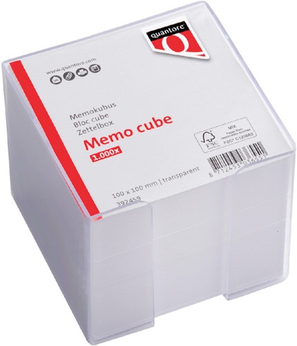 Memokubus Quantore 10x10x10cm transparant met 900vel