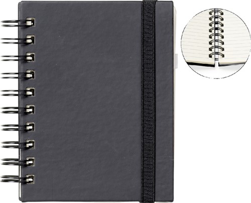 Notitieboek Quantore A6 spiraal lijn 192 pagina's 80gr zwart