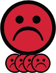 Magneet smiley 50mm emotie bedroefd rood
