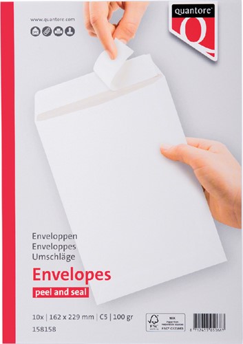 Envelop Quantore bank C5 162x229mm zelfklevend wit 10stuks-2
