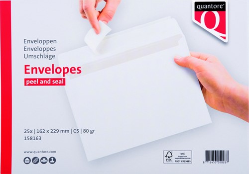 Envelop Quantore bank C5 162x229mm zelfklevend wit 25stuks-3