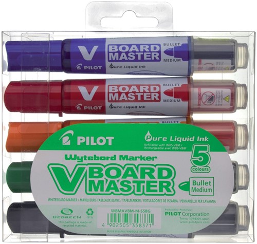 Whiteboardmarker PILOT Begreen rond medium assorti 5 stuks