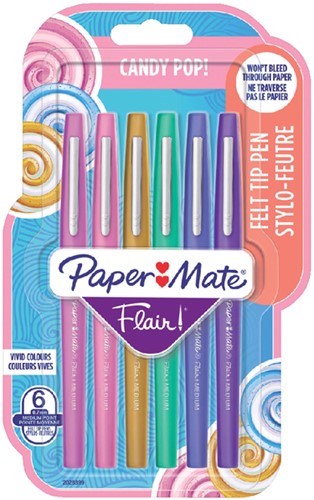 Fineliner Paper Mate Flair Candypop assorti 1.0mm set à 6 stuks