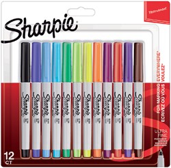 Viltstift Sharpie rond 0.5mm blister à 12 stuks fun assorti