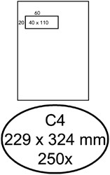 Envelop Quantore 229x324mm venster 4x11cm links zelfkl 250st