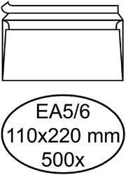 Envelop Hermes bank EA5/6 110x220mm zelfklevend wit 500stuks