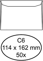 Envelop Hermes bank C6 114x162mm zelfklevend wit 50stuks