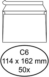 Envelop Quantore bank C6 114x162mm zelfklevend wit 50stuks