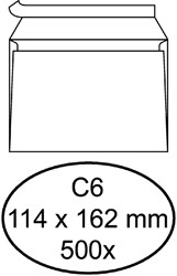 Envelop Quantore bank C6 114x162mm zelfklevend wit 500stuks