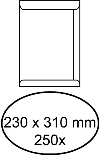 Envelop akte 230x310mm zelfklevend 100gr wit 250stuks