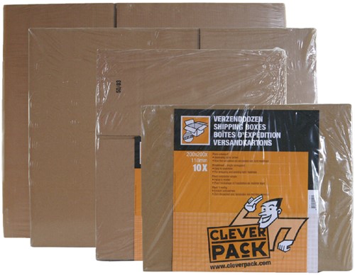 Verzenddoos CleverPack enkelgolf 200x200x110mm bruin 10stuks-2