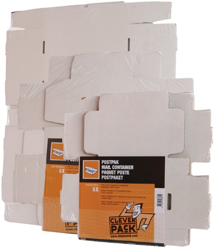 Postpakket CleverPack golfkarton 220x160x90mm wit 5stuks-2