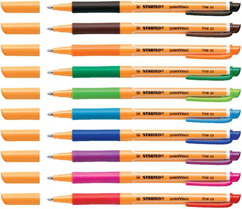 Rollerpen STABILO PointVisco 1099/10 fijn assorti etui à 10 stuks-3