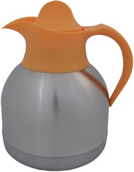 Thermoskan theekan 1liter roestvrijstaal gele dop
