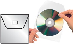 Cd/dvd hoes 3L 127x127mm klep niet zelfklevend transparant
