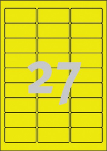 Etiket Avery L6004-25 63.5x29.6 neon geel 675 etiketten-2