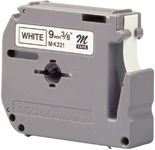 Labeltape Brother P-touch M-K221 9mm zwart op wit-2