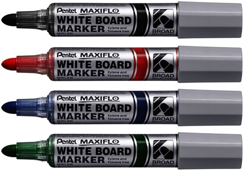 Viltstift Pentel MWL5M Maxiflo whiteboard zwart 3mm-2