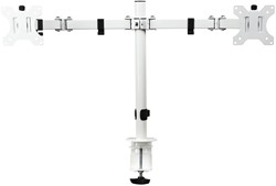 Monitorarm dubbel wit met klem