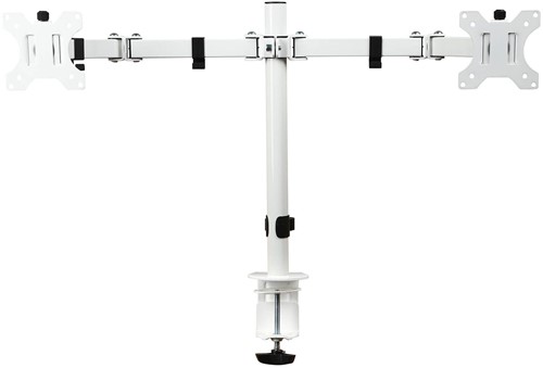 Monitorarm dubbel wit met klem