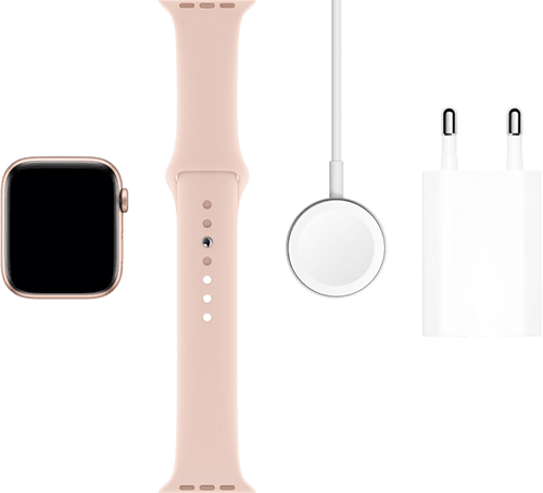 Apple Watch Series 5 Sport 44mm Goud Aluminium (Roze Sportband)-3