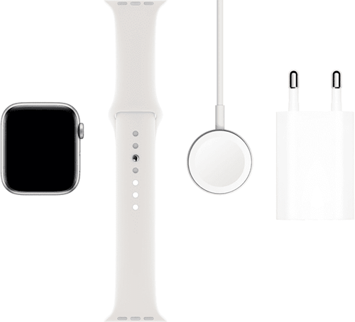 Apple Watch Series 5 Sport 44mm Zilver Aluminium (Witte Sportband)-3