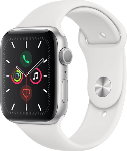 Apple Watch Series 5 Sport 44mm Zilver Aluminium (Witte Sportband)-2